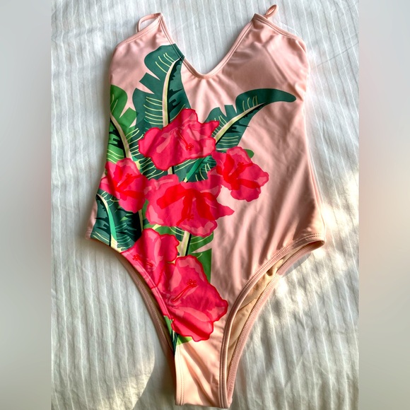 Floral Pink One Piece Swimsuit - Picture 1 of 3